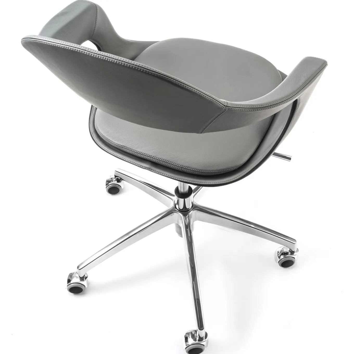 Frenchkiss Gray Leather Swivel Chair