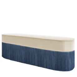 Fringed Beige & Blue Bench