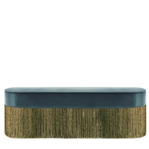 Fringed Blue, Golden & Green Bench