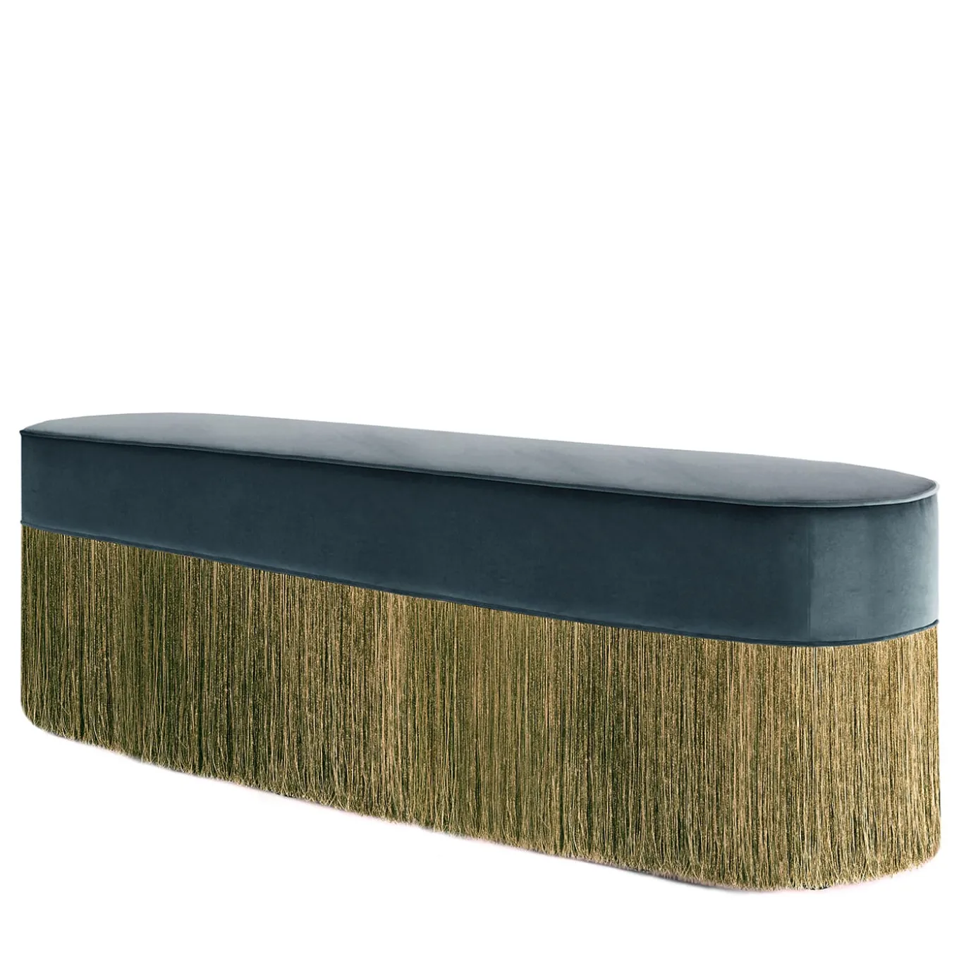 Fringed Blue, Golden & Green Bench