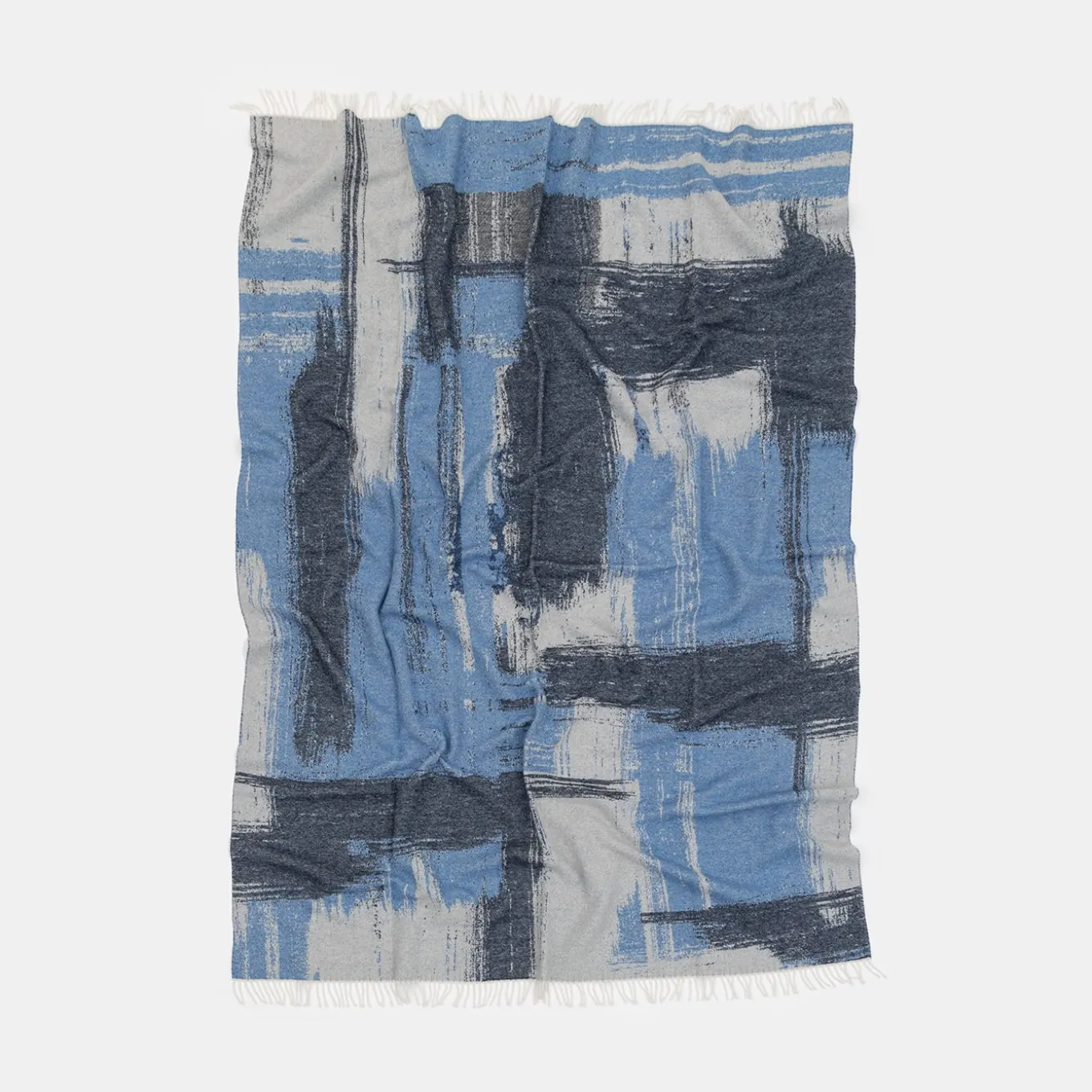 Fringed Brushstrokes-Effect Blanket