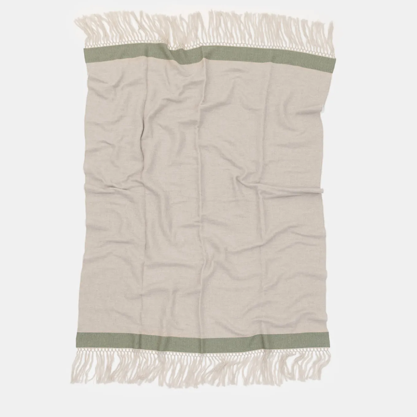 Fringed Green-Banded Blanket