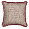 Fringed Square Pink Boucle Cushion