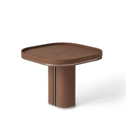 Fritz Glossy Steel & Brown Leather Side Table by Pulina Exclusive Interiors