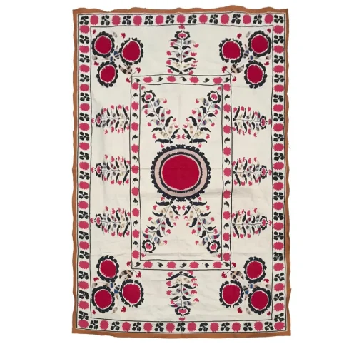 Fuchsia Suzani Printed Cotton Tablecloth