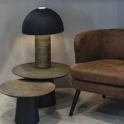 Fungo Black Metal & Bronze Brushed Resin Table Lamp