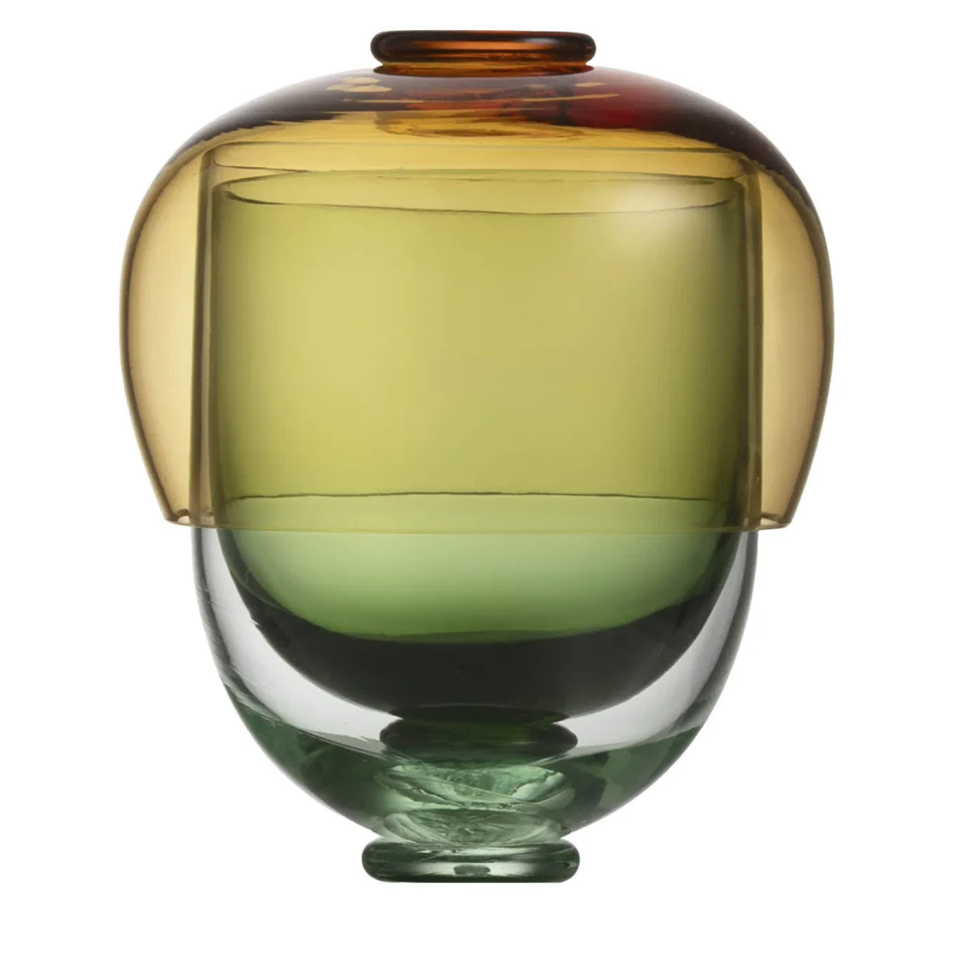 Fungo 3-Piece Murano Glass Set of Green Glasses & Amber Bowl