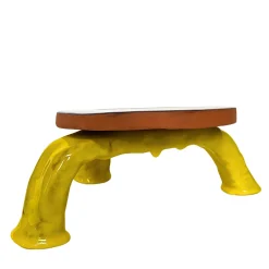 Fungo Series Marine Blue and Cadmium Yellow Ceramic Foodstand