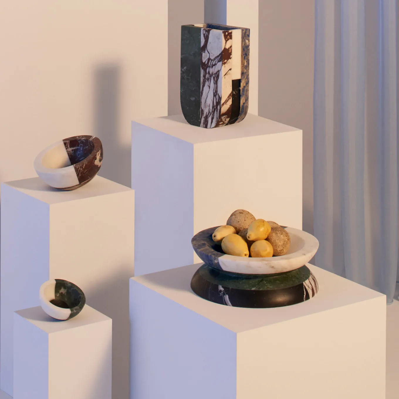 Gae Large Multicolor Marble Bowl by Arthur Arbesser
