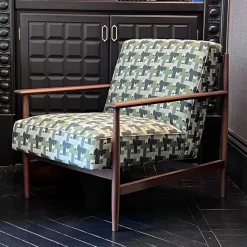 Gaia Green & White Textile Armchair