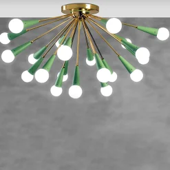 Galassia 21-Light Green Metal & Brass Ceiling Lamp