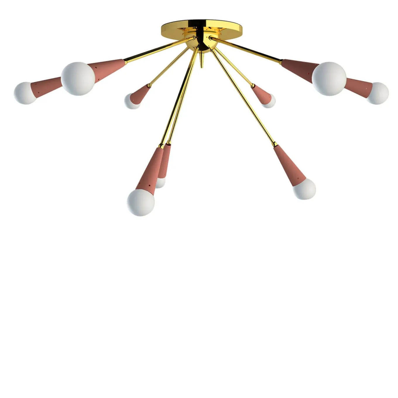 Galassia 9-Light Pink Metal & Brass Ceiling Lamp