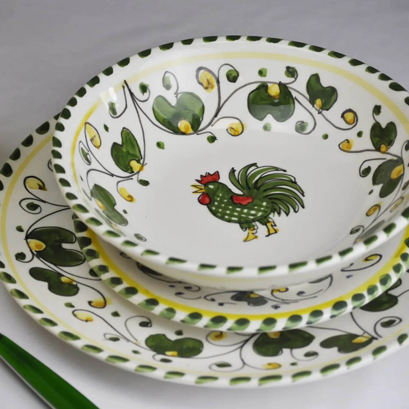 Galletto Green Set of 18 Plates