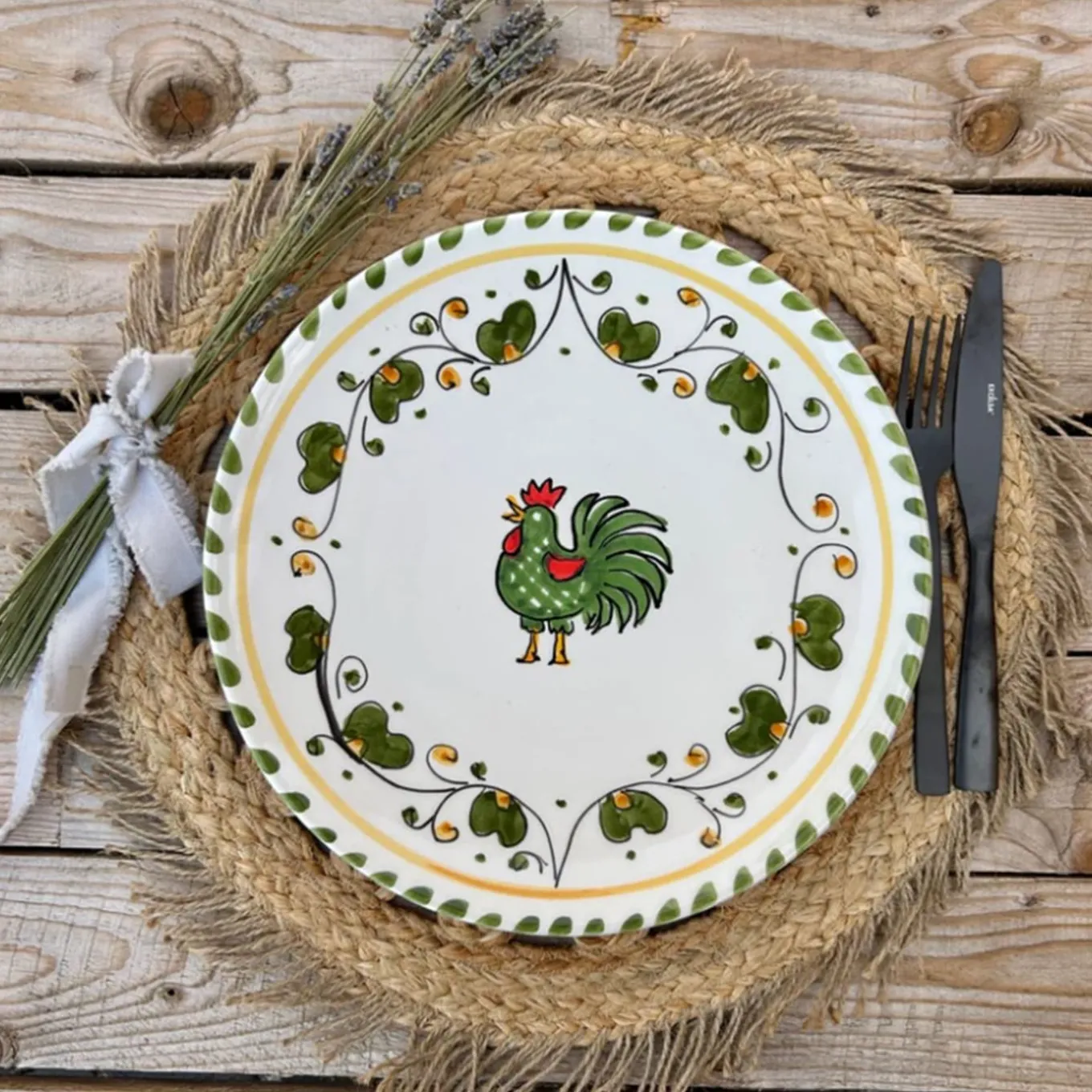 Galletto Green Set of 18 Plates