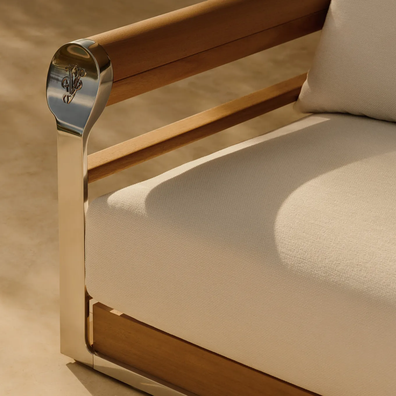 Galloway White Vivienne Fabric Angular Outdoor Sofa