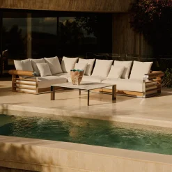 Galloway White Vivienne Fabric Angular Outdoor Sofa