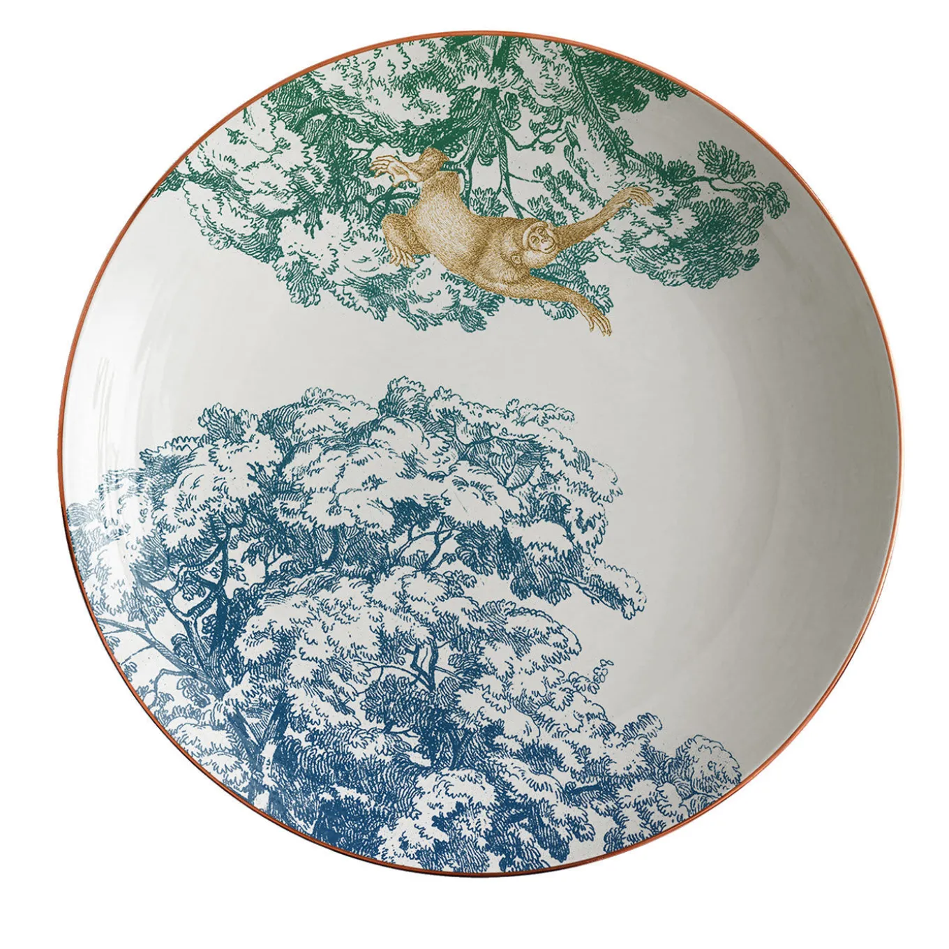 Galtaji Porcelain Soup Plate With Trees And Monkeys #4