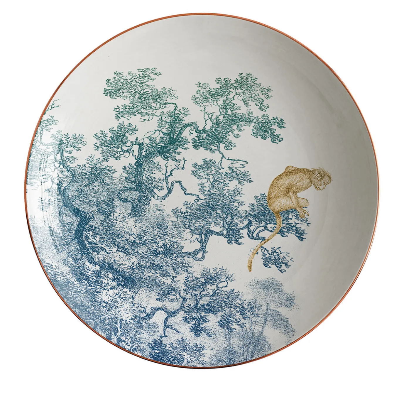 Galtaji Porcelain Soup Plate With Trees And Monkeys #2