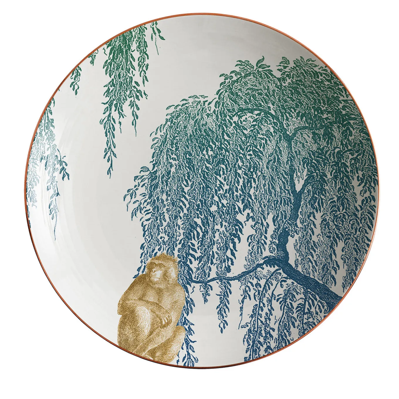 Galtaji Porcelain Soup Plate With Trees And Monkeys #3
