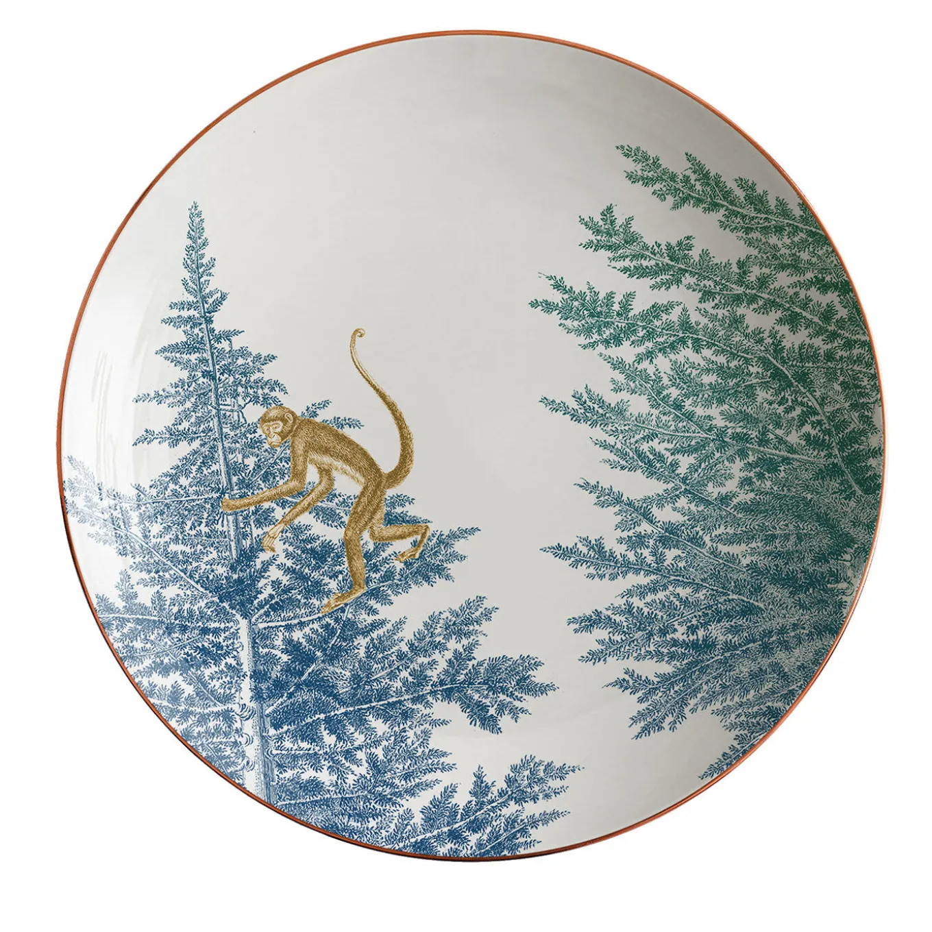 Galtaji Porcelain Soup Plate With Trees And Monkeys #5