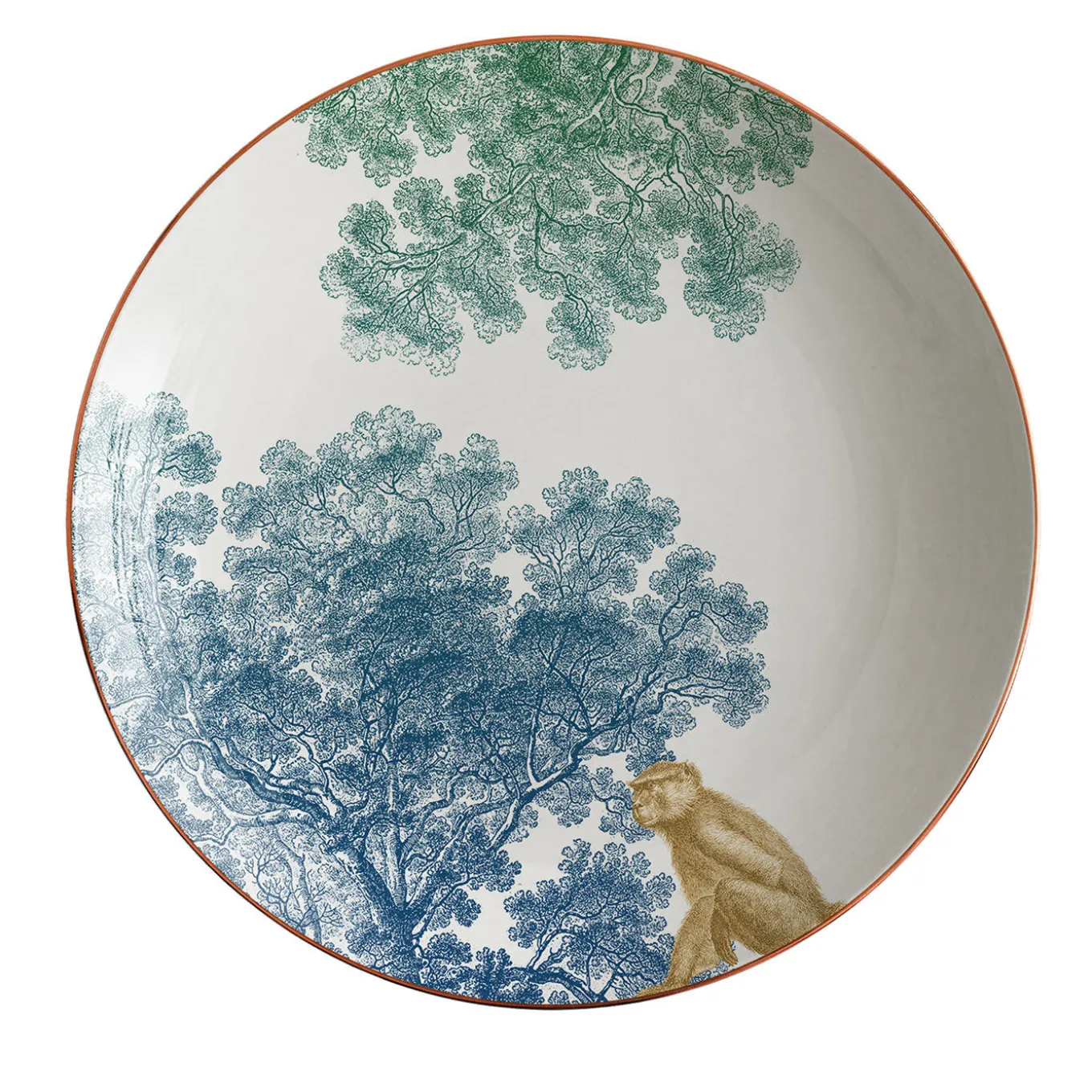 Galtaji Porcelain Soup Plate With Trees And Monkeys #1