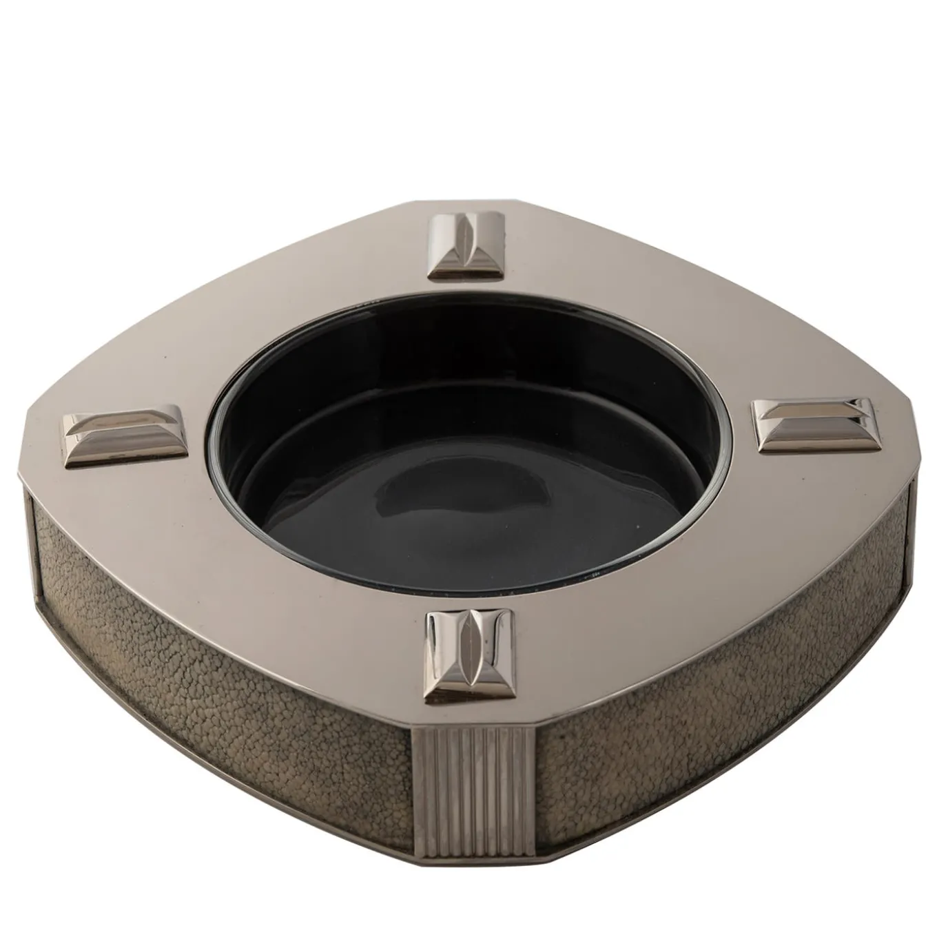 Galucharme Sage-Green Shagreen Leather Ashtray by Nino Basso