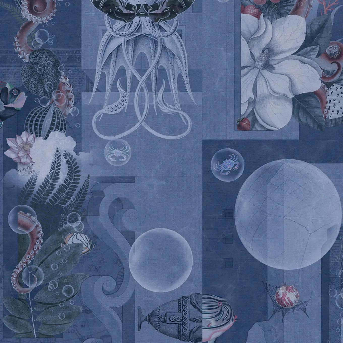 Garden of Dreams Navy Wallpaper