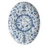 Garden Of Eden Porcelain Oval Serving Platter With Blue Decor