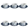 Garden Of Eden Set Of 6 Porcelain Tea Cups With Blue Decoration