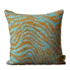 Gazon Zebra-Striped Turquoise & Mustard Mohair Cushion