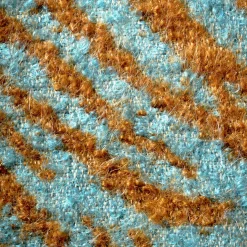 Gazon Zebra-Striped Turquoise & Mustard Mohair Cushion