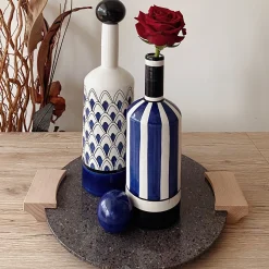 Gemini Decorative Blue Bottle with Lid