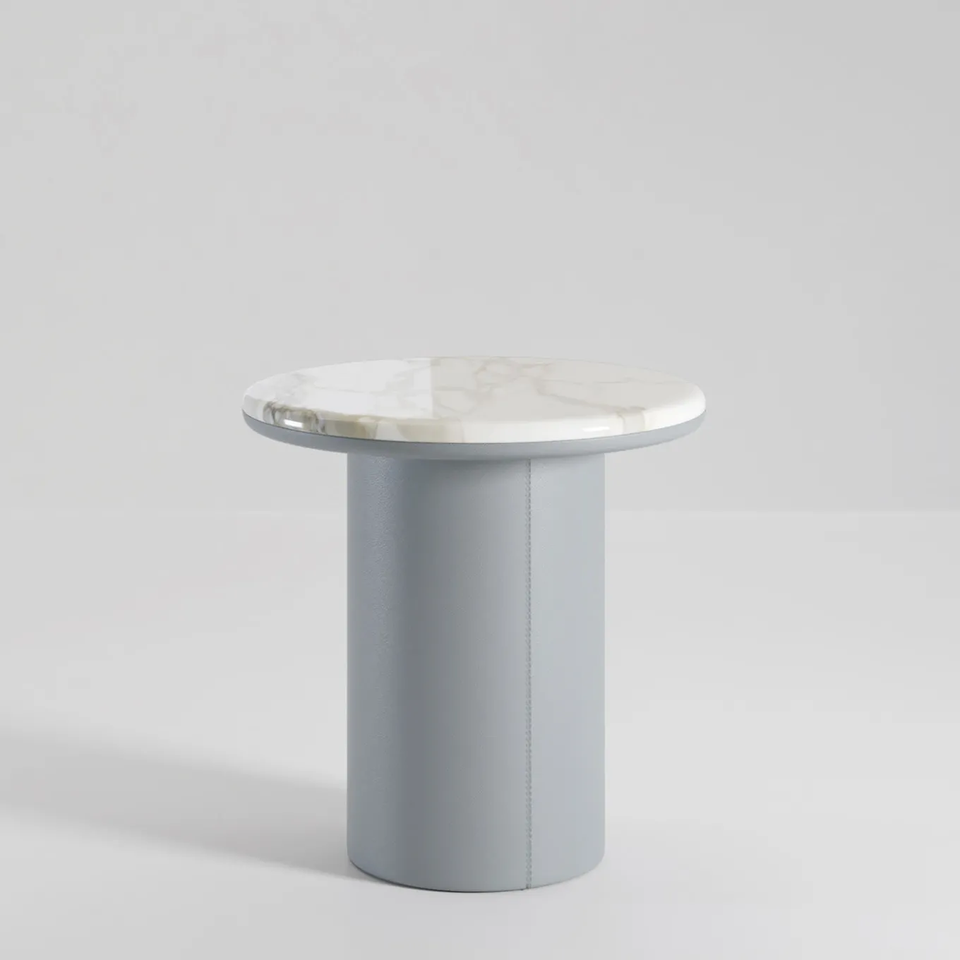Gemini Leather And Calacatta Marble Side Table