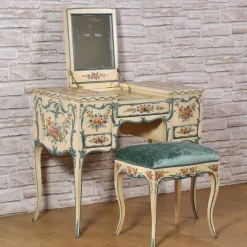 Genoese Style Hand-painted Vanity Table with Stool