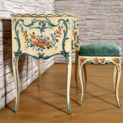 Genoese Style Hand-painted Vanity Table with Stool