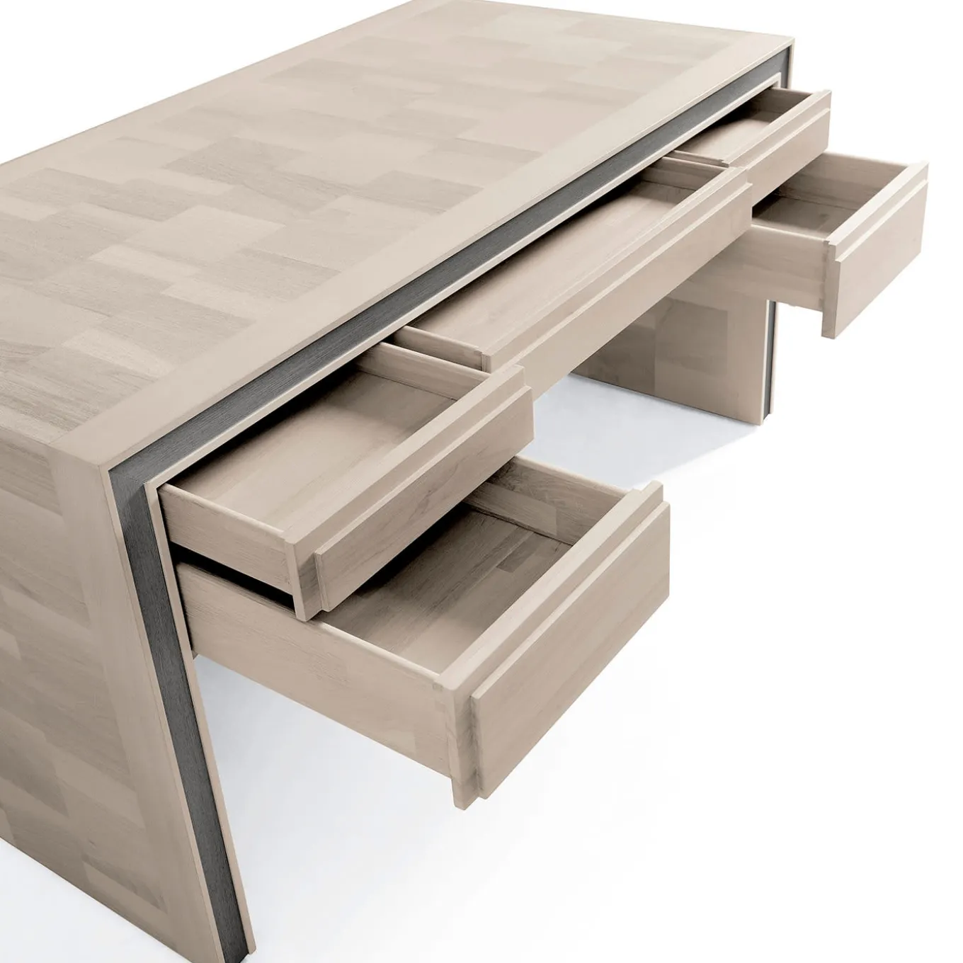 Gentile Gray Walnut Wood Writing Desk With Drawers