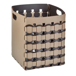 Geometria Cappuccino and Chocolate Leather Basket