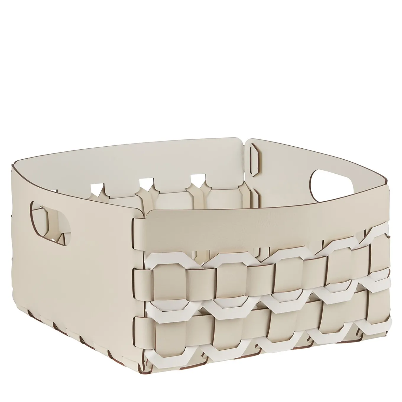 Geometria Panna Cotta and White Leather Basket