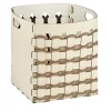 Geometria Panna Cotta And Cappuccino Leather Basket