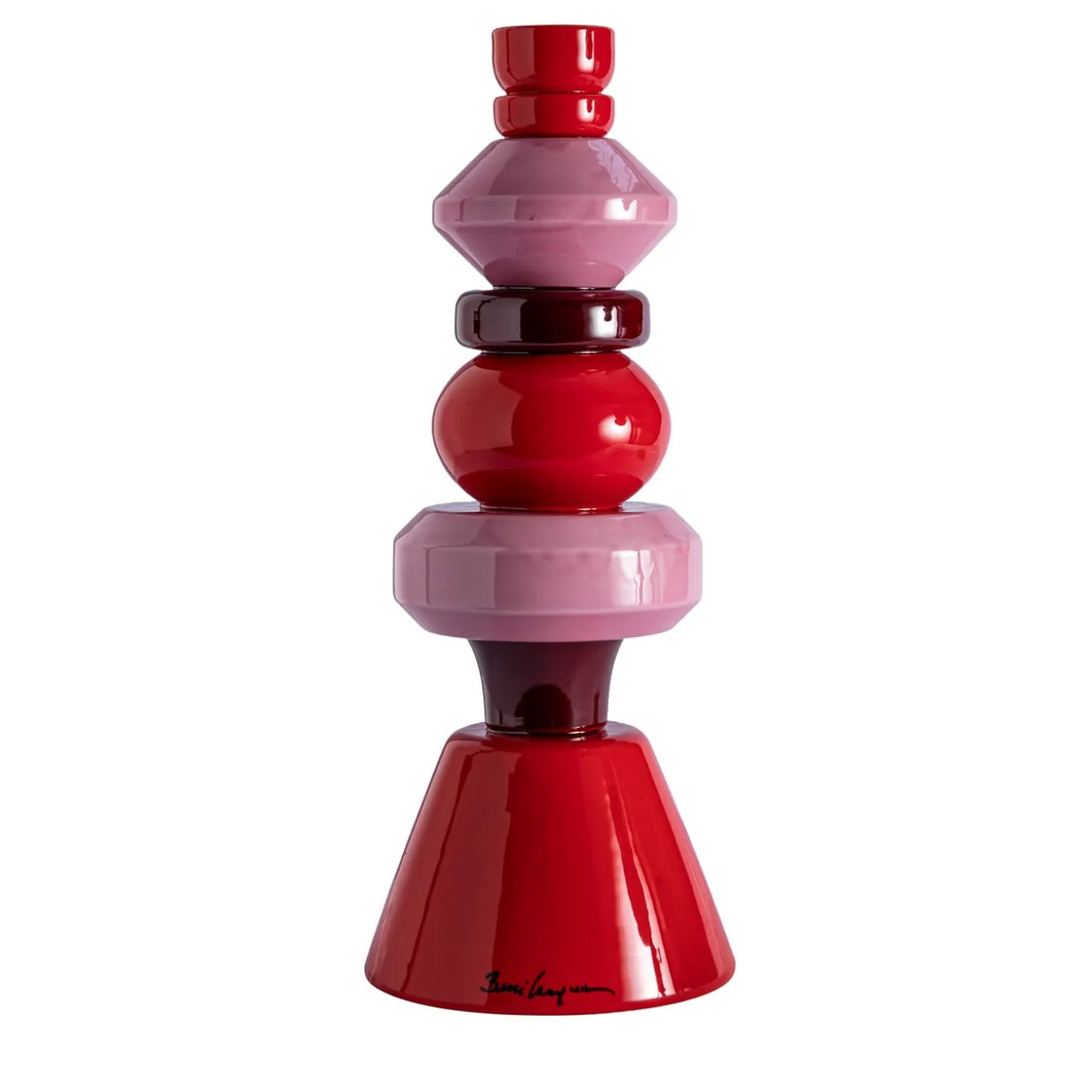 Geometric Tall Red and Pink Candlestick