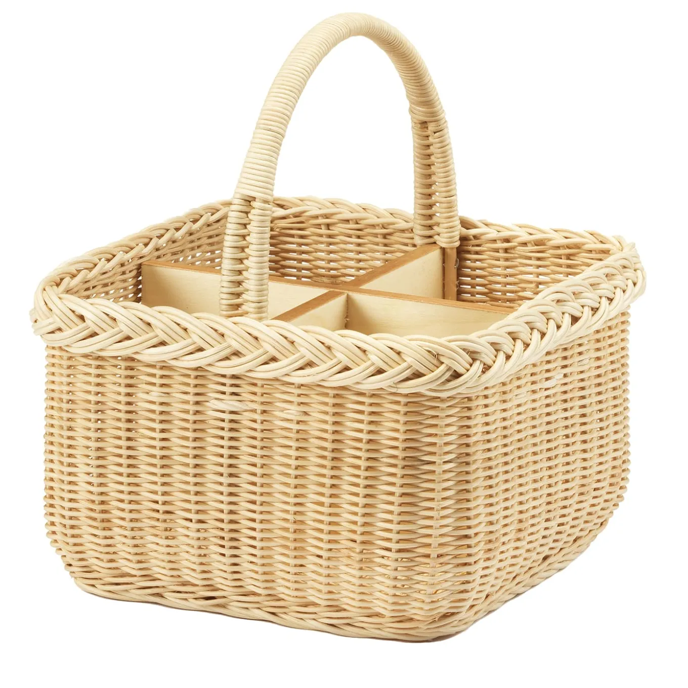 Gerbera 4-Slot Flatware Wicker Basket