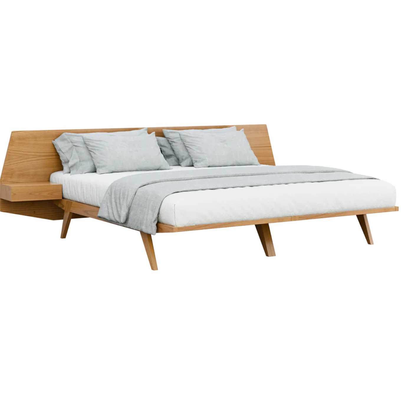 GIO' Solid Cherry Wood Bed with Built-in Nightstands