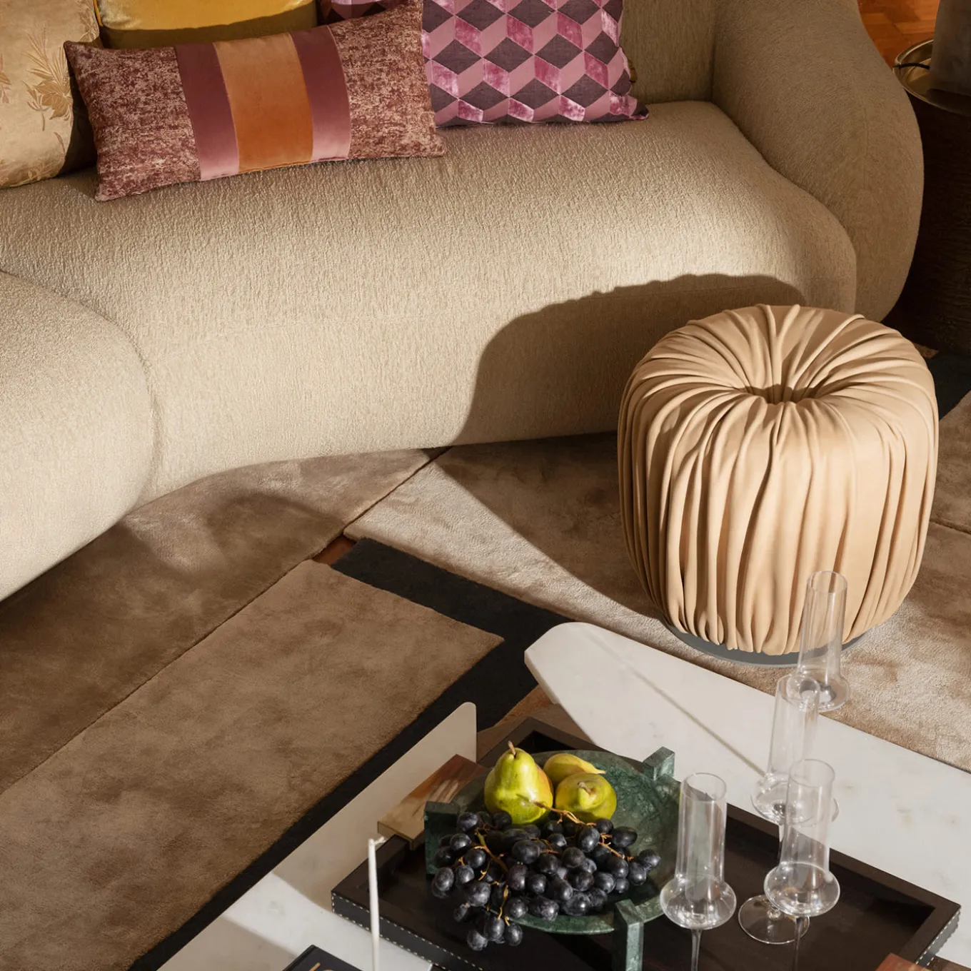 Gioele Ebony & Black Leather Tray with Horn Handles