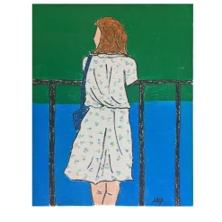 Girl with a Blue Handbag Painting
