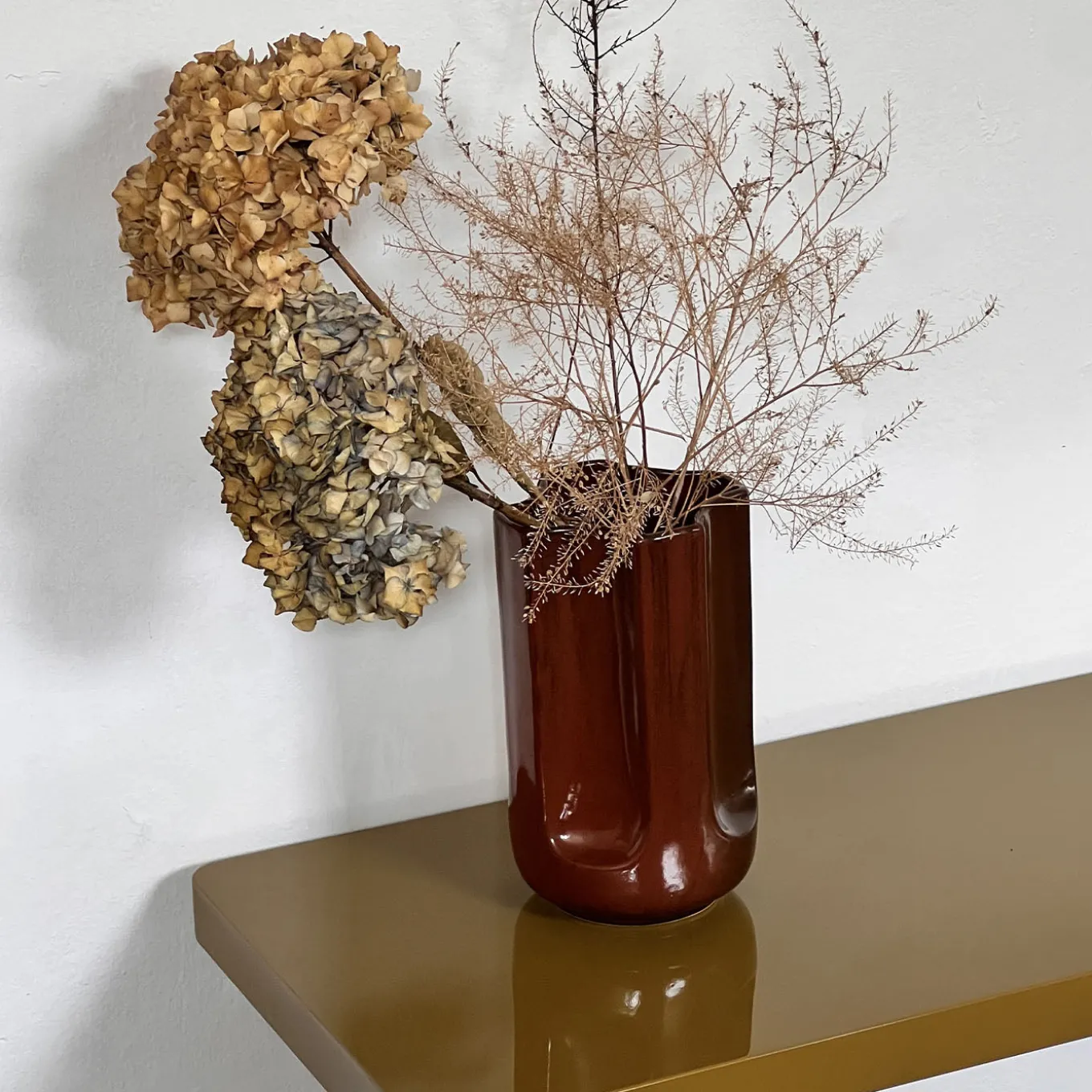 Giuseppe Auburn Glossy Mattone Glazed Ceramic Vase