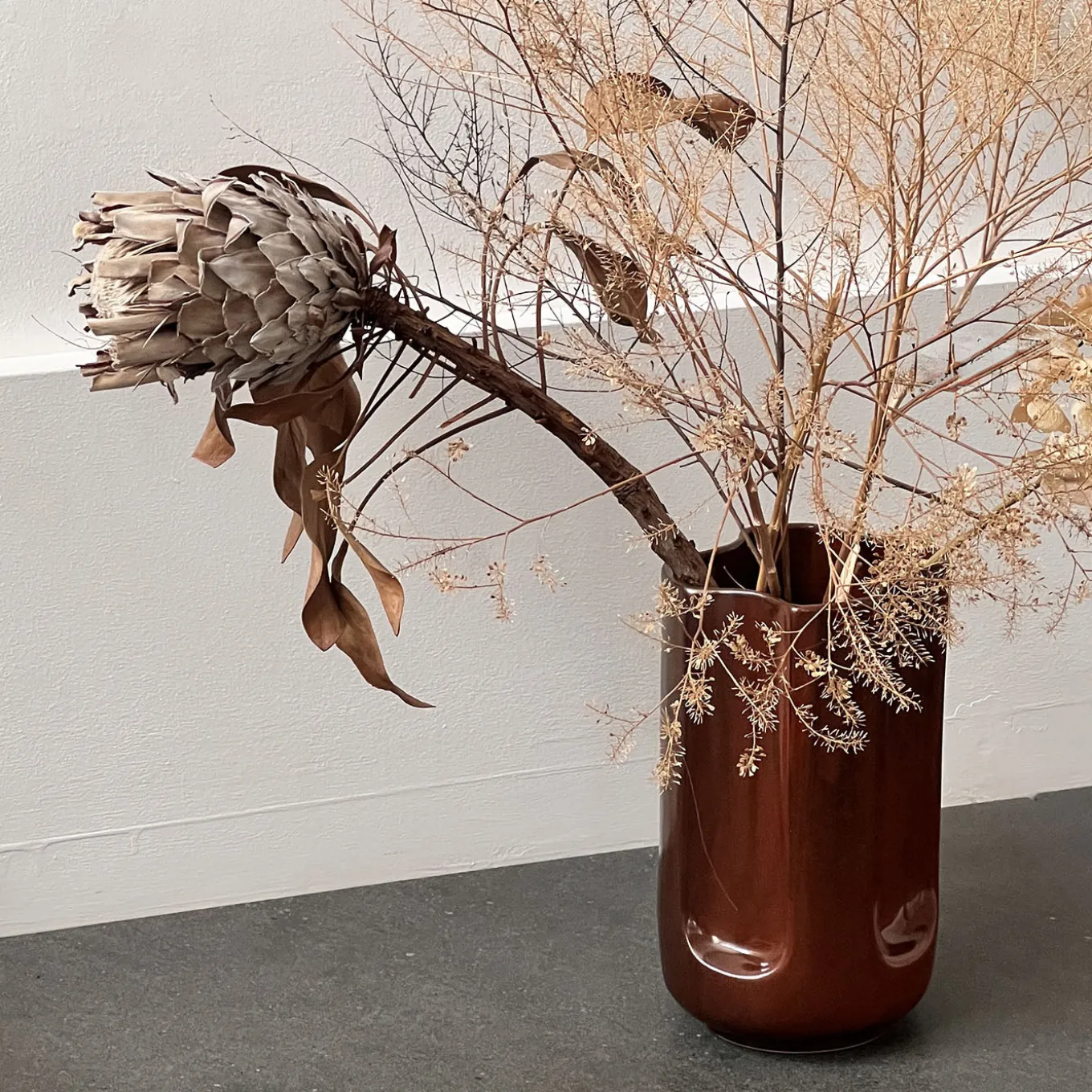 Giuseppe Auburn Glossy Mattone Glazed Ceramic Vase