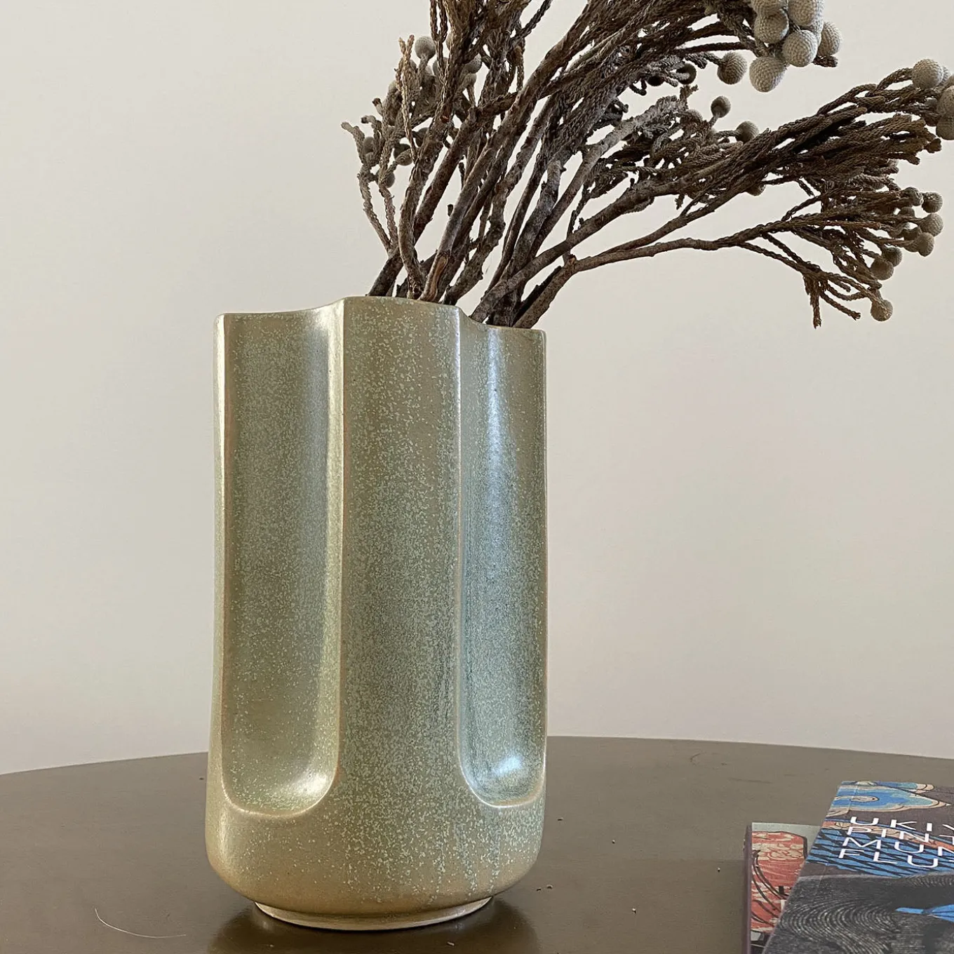 Giuseppe Bruma Matte Green Glazed Ceramic Vase