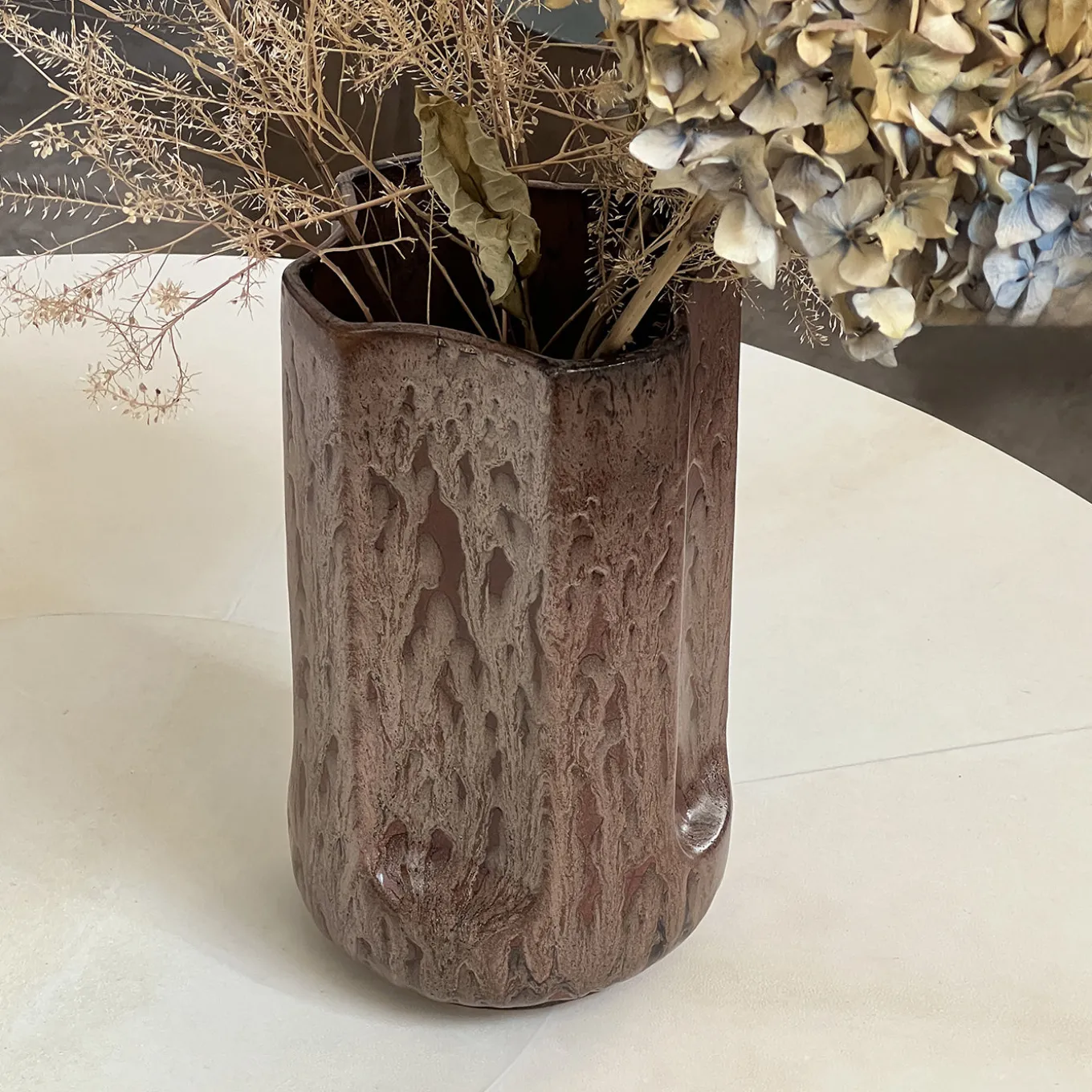 Giuseppe Rame Glossy Bronze Glazed Ceramic Vase