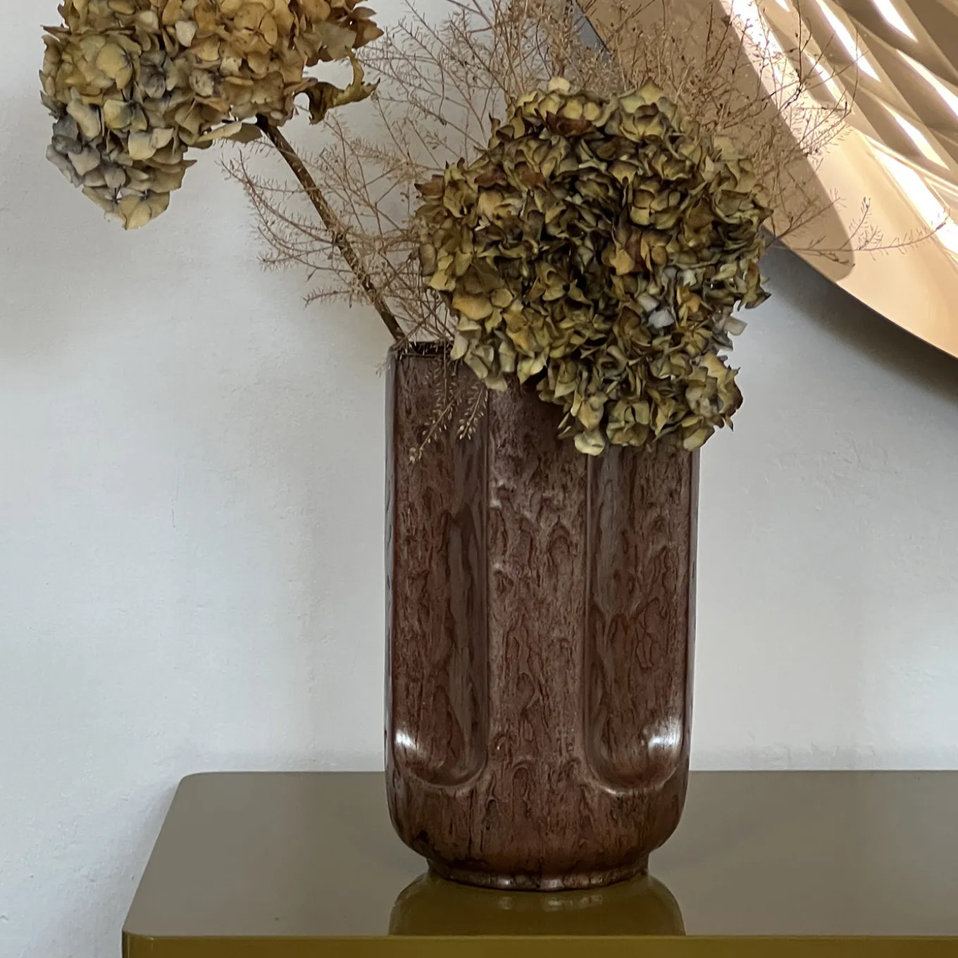 Giuseppe Rame Glossy Bronze Glazed Ceramic Vase