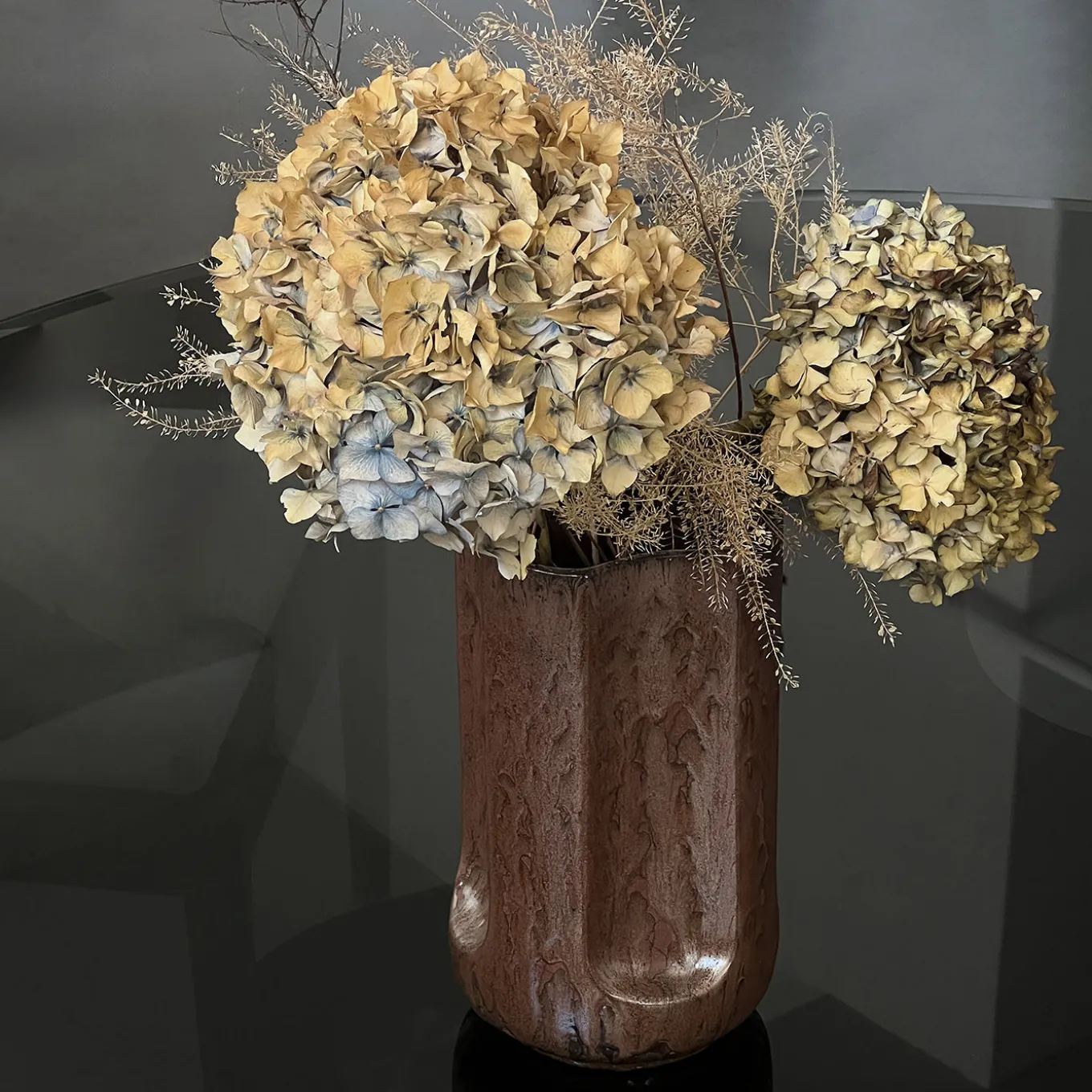 Giuseppe Rame Glossy Bronze Glazed Ceramic Vase